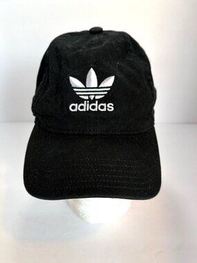 Adidas Black Adjustable Dad Hat With Embroidered Trefoil Logo Unisex 100% Cotton